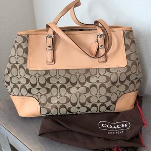 Coach signature print tote purse